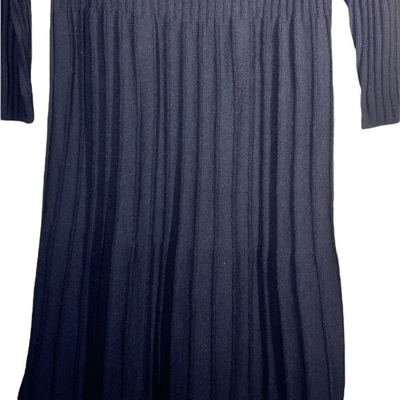 EILEEN Fisher Petite Womens Sz PP Black Pleated Pintuck Wool Dress - Picture 6 of 7